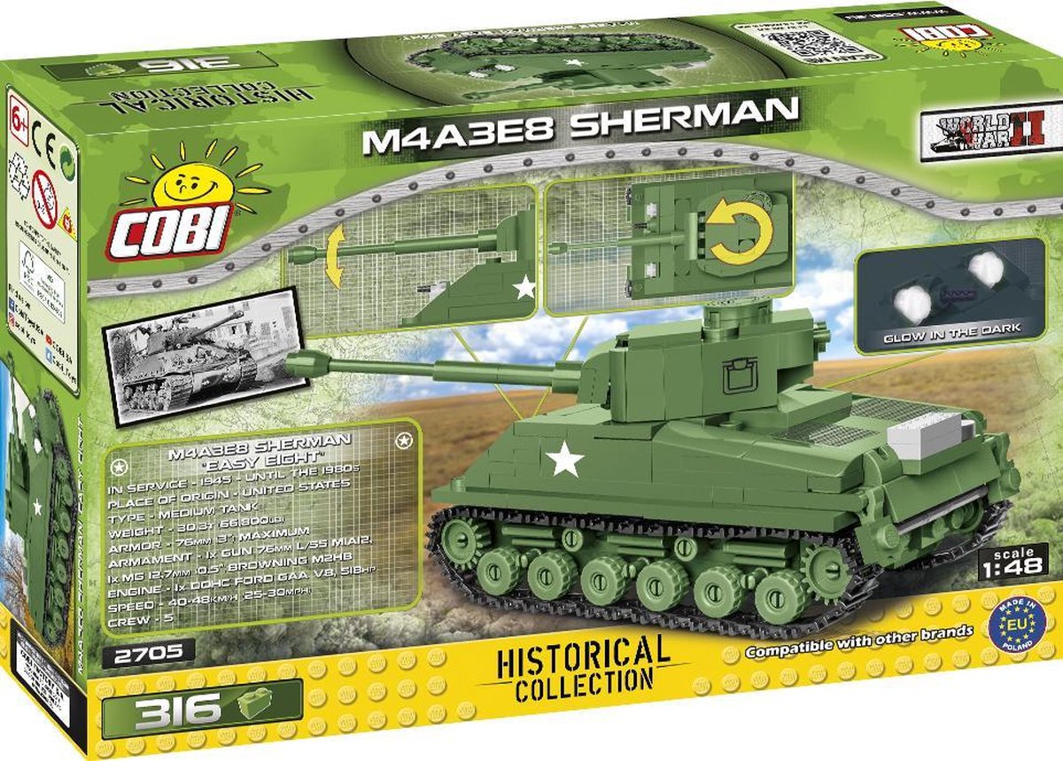 COBI | Historical Collectio WII - Schaal 1:48 | M4A3E8 Sherman (Easy Eigh)